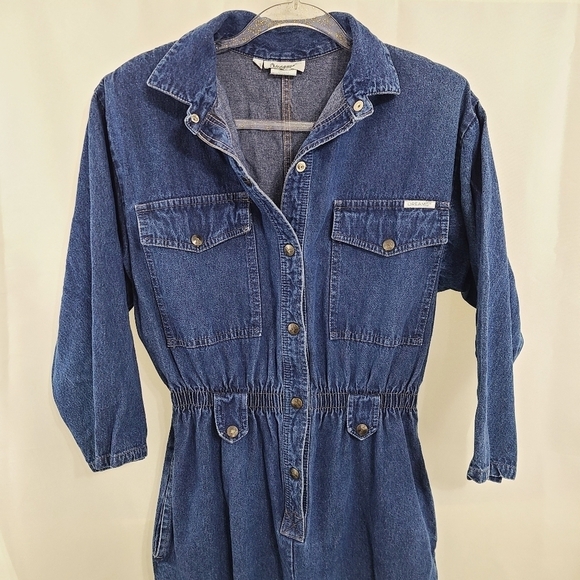 Vintage 80s dark denim jumpsuit boiler suit size large - Picture 3 of 7